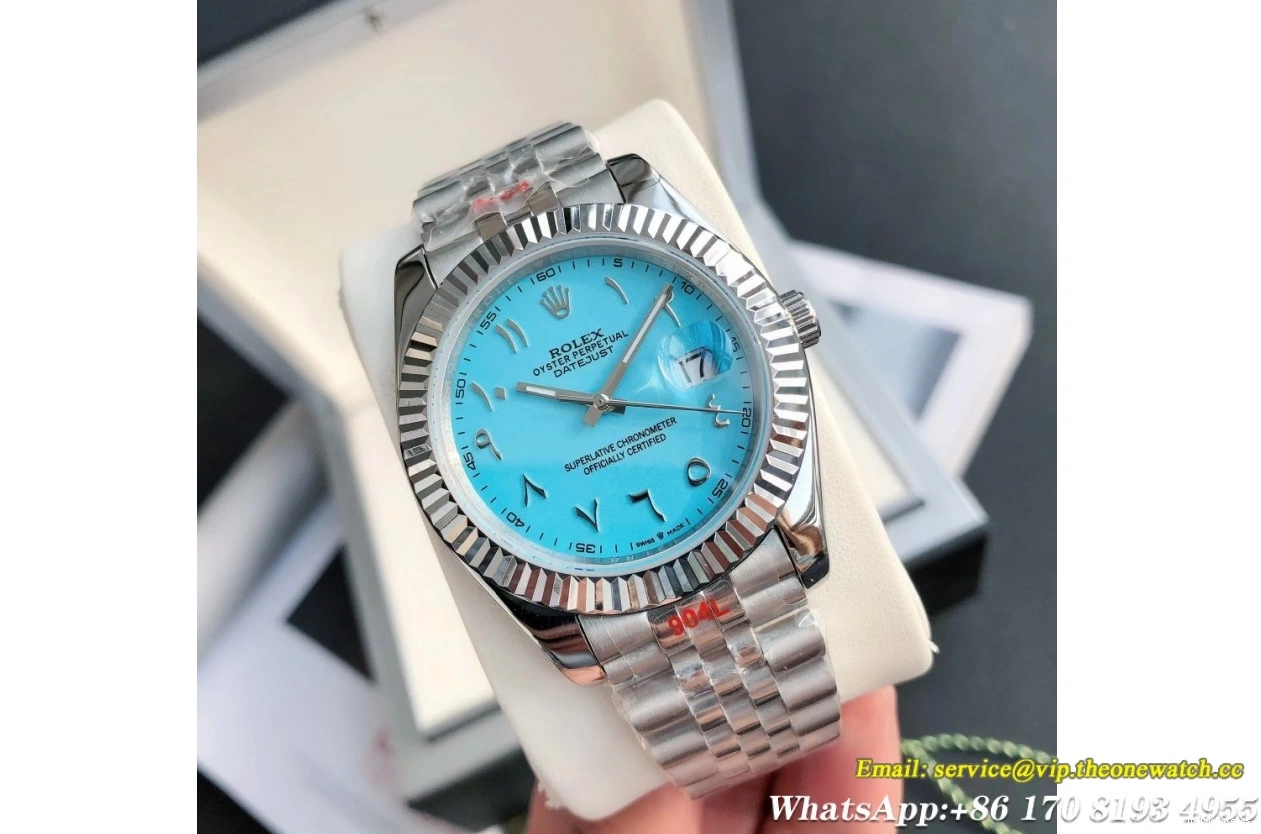 Tiffany 41mm Blue 126334 SS GDF Datejust Flt Jub MY8215 SS Arab 0122